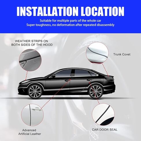 gunhunt 1 PC Car Door Anti-Collision Strip, 16.4 Ft, Anti-Scratch Sealing Strip, Car Door Protection Device, No Glue Required, Universal Car Protection Decorative Accessories (Black) in Saudi Arabia