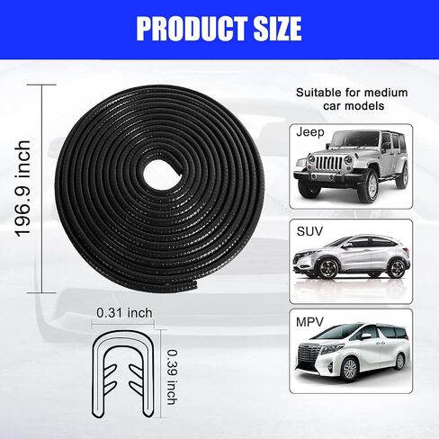 gunhunt 1 PC Car Door Anti-Collision Strip, 16.4 Ft, Anti-Scratch Sealing Strip, Car Door Protection Device, No Glue Required, Universal Car Protection Decorative Accessories (Black) in Saudi Arabia