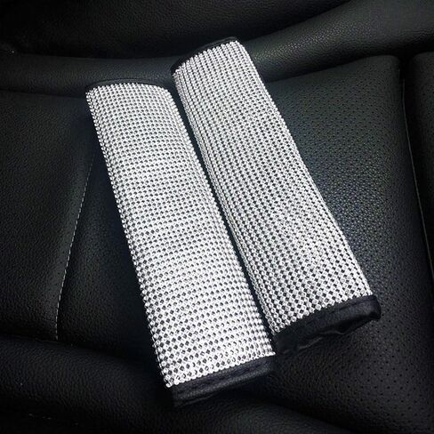 Guoord Bling Seat Belt Shoulder Pads with Bling Rhinestones Car Bling Seat Belt Covers for Women (Red) in Saudi Arabia