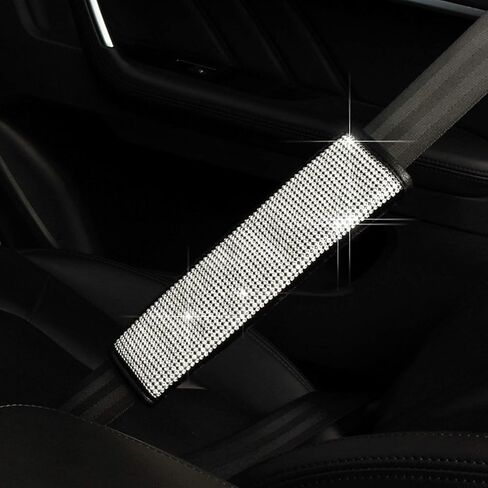 Guoord Bling Seat Belt Shoulder Pads with Bling Rhinestones Car Bling Seat Belt Covers for Women (Red) in Saudi Arabia