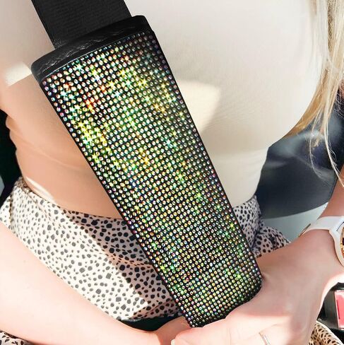 Guoord Bling Seat Belt Shoulder Pads with Bling Rhinestones Car Bling Seat Belt Covers for Women (Red) in Saudi Arabia