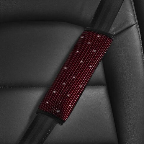 【ترقية 2024】وسادات كتف لحزام الأمان الناعمة اللامعة مع أغطية أحزمة مقعد السيارة من أحجار الراين، وديكورات السيارة المتلألئة المصنوعة يدويًا من الكريستال، وإكسسوارات للنساء والفتيات والسيدات كهدية (عبوة من قطعتين باللون) in Kuwait