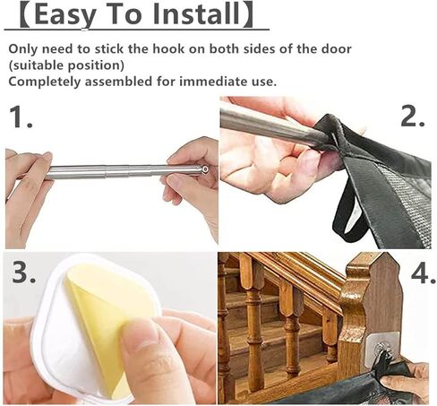 Baby Gate for Stairs No Drill - 43.3" W x 28.3" H Portable Retractable Mesh Dog Gate for Stairs No Drilling Magic Gate Pet Gate Puppy Gate Dog Gate for Doorways (D) in Kuwait