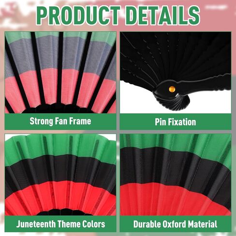 12 قطعة من مراوح اليد من Juneteenth، مراوح اليد الأمريكية الأفريقية، 9 بوصة، تاريخ أسود، شهر، مراوح يدوية قابلة للطي، مروحة محمولة، لوازم حفلات الريغي لتزيين يوم الحرية من Juneteenth in Kuwait