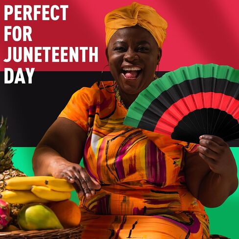 12 قطعة من مراوح اليد من Juneteenth، مراوح اليد الأمريكية الأفريقية، 9 بوصة، تاريخ أسود، شهر، مراوح يدوية قابلة للطي، مروحة محمولة، لوازم حفلات الريغي لتزيين يوم الحرية من Juneteenth in Kuwait