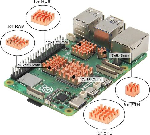 8 قطع من المبددات الحرارية النحاسية المتوافقة مع Raspberry Pi 5 in Kuwait