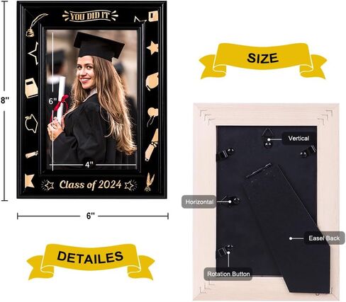 WaaHome You Did It Class of 2024 إطار صورة التخرج إطار صورة خشبي للتخرج هدايا التخرج لخريجي الكلية في المدرسة الثانوية وكبار السن in Kuwait