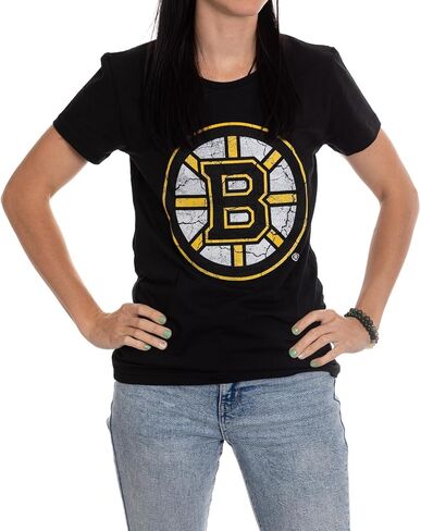 Calhoun NHL Surf & Skate Women's Distressed Print Fitted Crew Neck Premium T-Shirt in Saudi Arabia