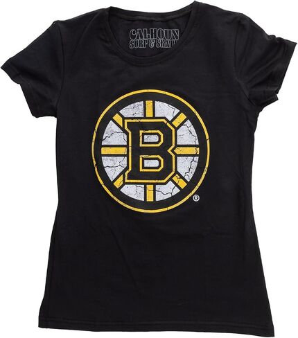 Calhoun NHL Surf & Skate Women's Distressed Print Fitted Crew Neck Premium T-Shirt in Saudi Arabia