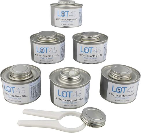 lot45 سخانات طعام البوفيه للحفلات، 6 عبوات - علب وقود أطباق الغضب لمدة 6 ساعات - سخانات طعام تقديم الطعام، تسخين الطعام، حفلة تسخين معلبة مع فتاحات غطاء إضافية in Saudi Arabia