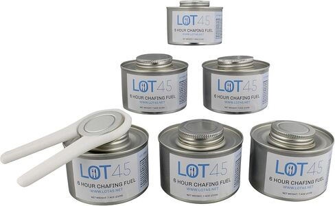 lot45 سخانات طعام البوفيه للحفلات، 6 عبوات - علب وقود أطباق الغضب لمدة 6 ساعات - سخانات طعام تقديم الطعام، تسخين الطعام، حفلة تسخين معلبة مع فتاحات غطاء إضافية in Saudi Arabia