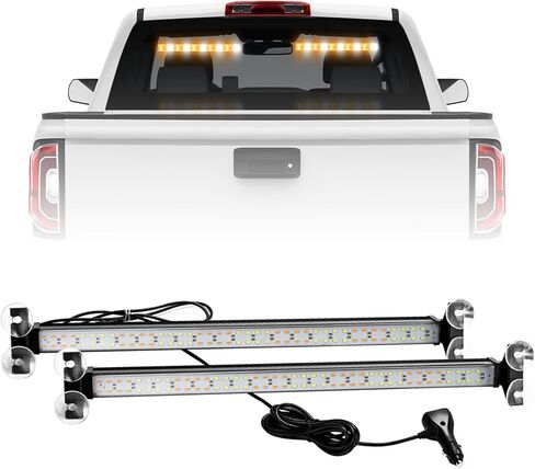 KAGEEN 2x19.7 شريط ضوء مستشار حركة المرور في حالات الطوارئ، أضواء تحذير، 160 مصباح LED كهرماني/أبيض، تحذير وامض للسلامة الأمامية والنافذة الخلفية للشاحنات/سيارات الدفع الرباعي/السيارات in Kuwait