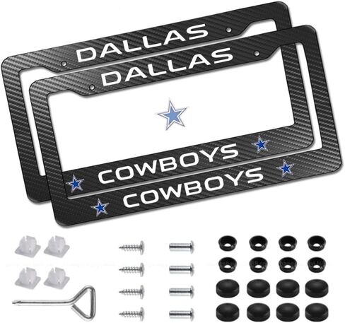 2 حزمة من إطارات لوحة الترخيص السوداء لرعاة البقر، حامل إطارات لوحة ترخيص من ألياف الكربون، مع جميع أجزاء المسمار in Kuwait