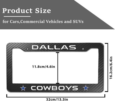 2 حزمة من إطارات لوحة الترخيص السوداء لرعاة البقر، حامل إطارات لوحة ترخيص من ألياف الكربون، مع جميع أجزاء المسمار in Kuwait