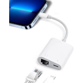 محول إيثرنت متوافق مع Lightning iOS 15، محول شبكة RJ45 Ethernet LAN للوحة الهاتف، كابل 3.3أقدام/1MC، سرعة عالية 10/100 ميجابت في الثانية [فضي] in Kuwait