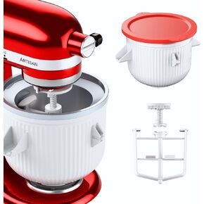 Ice Cream Maker Attachment for KitchenAid Stand Mixer, Ice Cream Bowl Compatible with 4.5Qt and Larger Stand Mixers, Ice Cream & Sorbet Gelato Maker Attachment, 2 Quart, White in Kuwait