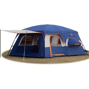 KTT Extra Large Tent 12-14 Person,Family Cabin Tents,2 Bay-Windows,2 Rooms and 3 Doors 3 Windows with Mesh,Waterproof,Straight Wall,Double Layer,Big Tent for Outdoor,Picnic,Camping in Kuwait