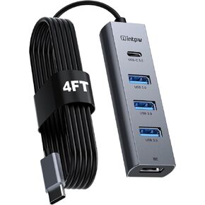 intpw USB C Hub with Ethernet, 8-Port USB Hub 3.0 Multiport Hub with 3 USB-C &3 USB-A Port 5Gbps,USB Splitter, Gigabit Ethernet, Aluminum USB Extender Hub Long Cable for MacBook, Desktop, Laptop, PC in Saudi Arabia