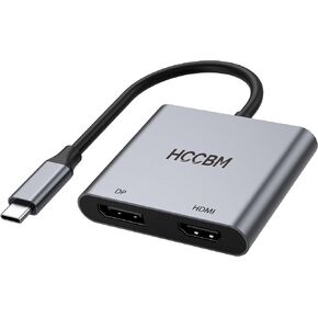 USB C to DisplayPort(DP) and HDMI Adapter 8K, Dual Monitor Adapter for Dell HP Surface Laptops,Thunderbolt 3/USB C Type C to HDMI DP Hub Dongle 4K @60hz. in Saudi Arabia
