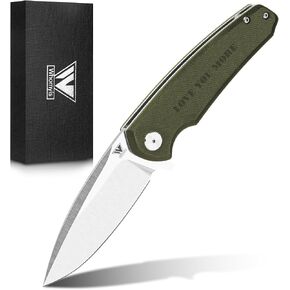 Folding Pocket Knife, Best Gifts for Men, D2 Steel Blade, G10 Handle, Birthday, Anniversary, and Holiday Gift for Husband, Father, Brother, Best Man, Friend, or Colleague (Black) in Saudi Arabia