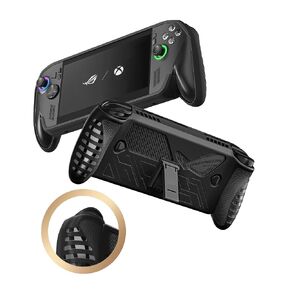 حافظة HIERYQHE من السيليكون لجهاز ROG Xbox Ally وROG Xbox Ally X 2025، مسند مدمج، غطاء حماية مقاوم للصدمات لكامل الجسم، جلد TPU مقاوم للانزلاق والخدش، غطاء مقبض مريح، أسود in Saudi Arabia