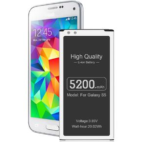 بطارية 5200 مللي أمبير في الساعة لجهاز Galaxy S5، (محدثة) بطارية ليثيوم أيون بديلة EB-BG900BBC لهاتف Samsung Galaxy S5 G900V، G900A، G900F، G900H، I9600، G900P، G900T، G900R4، S5 بطارية احتياطية in Kuwait