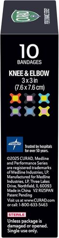 CURAD Performance Series Antibacterial Bandages, Elbows and Knees, 3" x 3", 10 Count in Saudi Arabia
