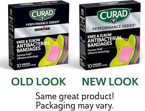 CURAD Performance Series Antibacterial Bandages, Elbows and Knees, 3" x 3", 10 Count in Saudi Arabia