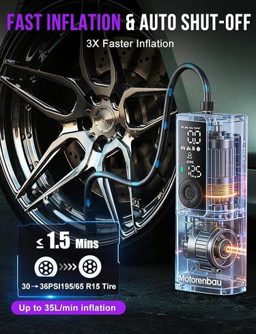 Tire Inflator Portable Air Compressor, 3X Faster Inflation in Kuwait