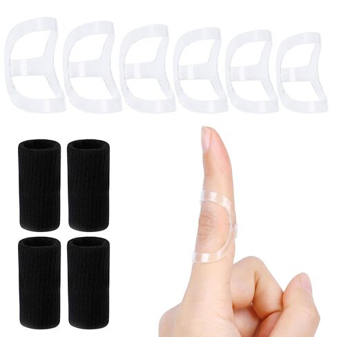 RonJea 10Pcs Clear Oval Finger Splints & Sleeves Kit (Size 4,5,6,7,8,9) in Kuwait