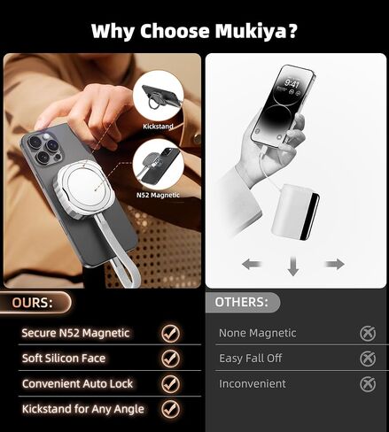 Mukiya M.2 2230 NVMe SSD Enclosure with Kickstand, Aluminum External SSD Case Compatible with MagSafe for iPhone 17/16/15 Seris, Galaxy S25/S24/S23,Tablet,Computer,USB-C Gen 2(SSD Not Included) in Saudi Arabia