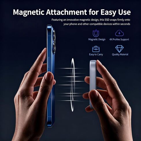Vezzio 512GB Magnetic Portable SSD, USB3.2 Gen2x2 510MB/s, Aluminium Alloy in Saudi Arabia