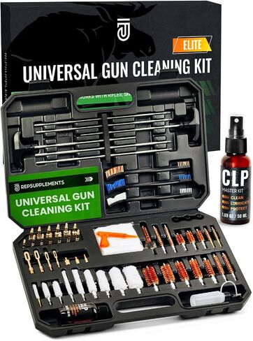 Universal Gun Cleaning Kit for All Caliber .17 to 12Ga - Handgun, Shotgun, Pistol and Rifle Cleaning Kit with Steel Rods, Brass Jags, Brushes, Gun Cleaning Patches - Complete Gun Cleaning Kit in Saudi Arabia