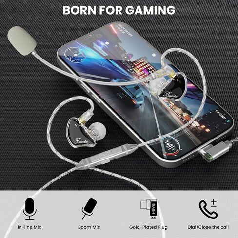 BASN Bmaster GC Triple Drivers in Ear Gaming Earbuds with Mic, Black in Saudi Arabia