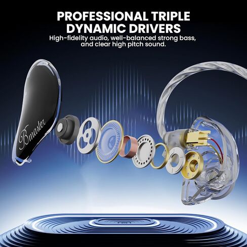 BASN Bmaster GC Triple Drivers in Ear Gaming Earbuds with Mic, Black in Saudi Arabia