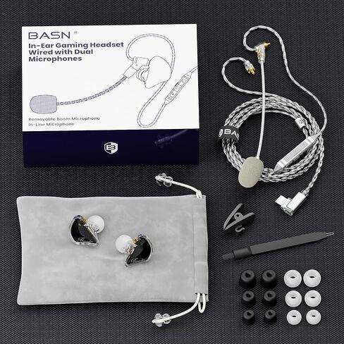 BASN Bmaster GC Triple Drivers in Ear Gaming Earbuds with Mic, Black in Saudi Arabia