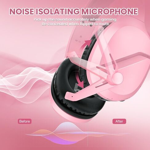 WolfLawS Wireless Gaming Headset with Mic for PS5 PC PS4, Pink in Kuwait