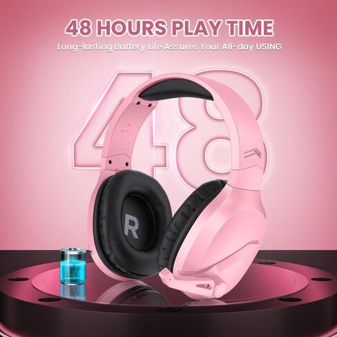 WolfLawS Wireless Gaming Headset with Mic for PS5 PC PS4, Pink in Kuwait