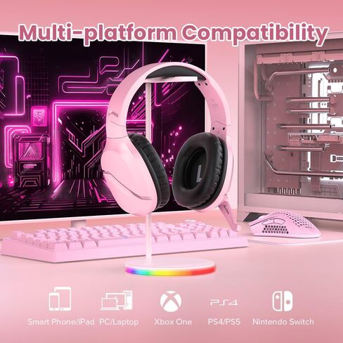 WolfLawS Wireless Gaming Headset with Mic for PS5 PC PS4, Pink in Kuwait