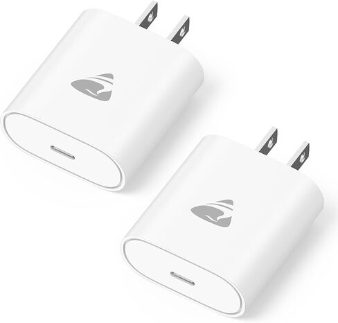 كتلة شاحن USB C، 2 حزمة USB C شحن سريع، صندوق شاحن حائط من النوع C بقدرة 20 واط، محول طاقة PD من النوع C مكعب من الطوب لهاتف iPhone 17 16 15 14 13 12 11 Pro Max XS، iPad، Samsung Galaxy، Pixel والمزيد in Kuwait