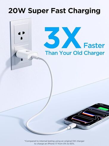 كتلة شاحن USB C، 2 حزمة USB C شحن سريع، صندوق شاحن حائط من النوع C بقدرة 20 واط، محول طاقة PD من النوع C مكعب من الطوب لهاتف iPhone 17 16 15 14 13 12 11 Pro Max XS، iPad، Samsung Galaxy، Pixel والمزيد in Kuwait