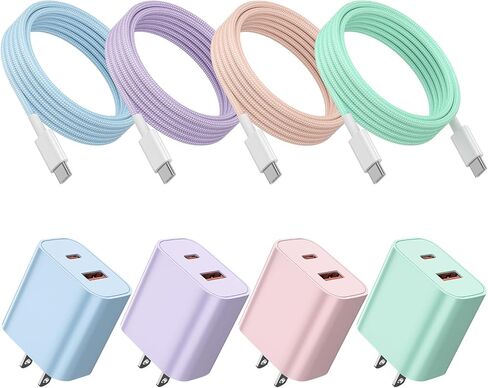 4 عبوات لهاتف iPhone 15 16 17 شاحن سريع الشحن 20 وات بمنفذ مزدوج USB C in Kuwait