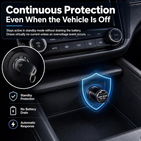 EMP Protection for Car – EMP Car Shield & Blocker Device, 12V-24V DC Vehicles Surge Protector for Truck/SUV/car, Lightning & Solar Activity Defense for Vehicle Electronics，Electronic Pulse Blocker in Saudi Arabia