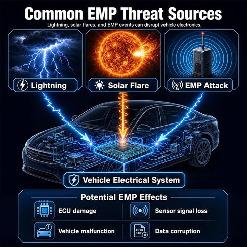 EMP Protection for Car – EMP Car Shield & Blocker Device, 12V-24V DC Vehicles Surge Protector for Truck/SUV/car, Lightning & Solar Activity Defense for Vehicle Electronics，Electronic Pulse Blocker in Saudi Arabia