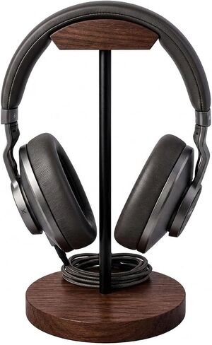 Headphone Stand Nature Wood & Metal Headset Hanger Mount Hook Gaming Holder Desktop Earphone Artful Functional Craftmanship Stand for All Headsets with Solid Wooden Base in Kuwait