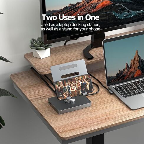iPad Pro USB C Hub Stand,10 in 1 Rotatable Multiport Adapter for iPad M4 M3 M2 Inch Docking Station 4K 60Hz HDMI, PD, SD/TF Card Reader, USB 3.0, 3.5mm Audio, iPad Accessories for Home Office in Kuwait