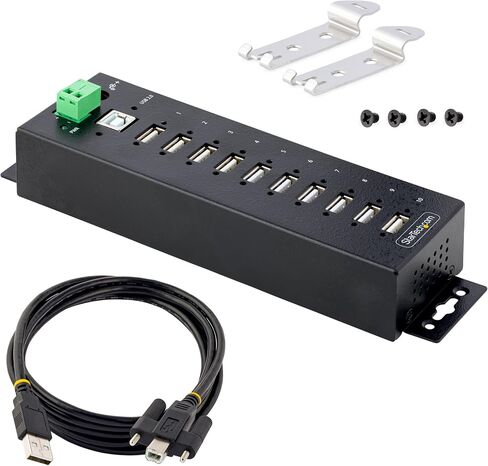 StarTech 10-Port Industrial USB 2.0 Hub, Rugged, TAA (USB210AIND-USB-A-HUB) in Saudi Arabia