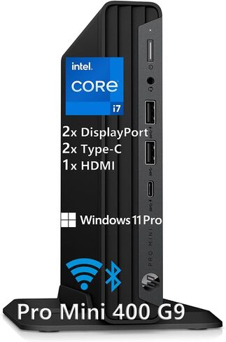 HP Mini Desktop PC Computer for Office Work, Data Processing, Accounting, Video Editing, Intel i7-12700T (32GB RAM, 1TB SSD), 3X 4K Output, Wired Keyboard & Mouse & Stand Included, Windows 11 Pro in Saudi Arabia