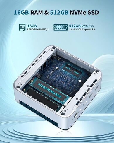 جهاز كمبيوتر صغير Getorli Ryzen 5 6600H (Beats 7730U/7430U)، ذاكرة وصول عشوائي LPDDR5 6400MT/s سعة 16 جيجابايت، محرك أقراص NVMe SSD سعة 512 جيجابايت، دعم العرض الثلاثي، WiFi 6، BT 5.3، شبكة LAN مزدوجة، كمبيوتر مكتبي صغير للمكتب والمنزل والألعاب الخفيفة in Kuwait