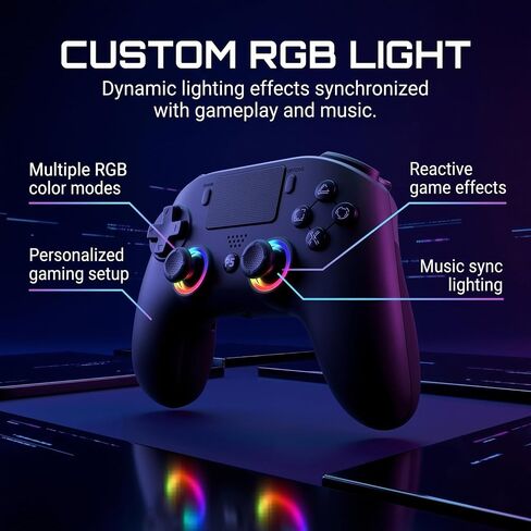 SYRIXAS Wireless Controller Compatible with PS5, Hall Effect Joysticks, RGB Light Bar, Dual Vibration, Motion Sensor, Turbo Function, Bluetooth Gamepad for PS5, PC iOS Android with Audio Jack and Remap Buttons in Saudi Arabia